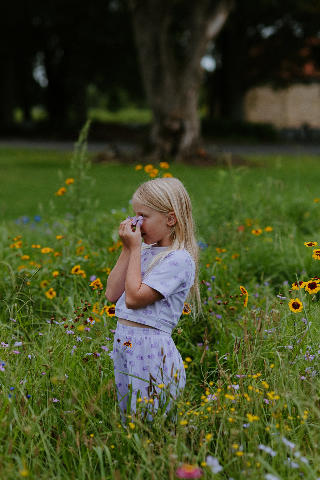 Crop and Flare Set- Pansies PREORDER